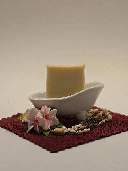pineapple crown cold process soap bar made with olive oil, coconut oil, and castor oil.
