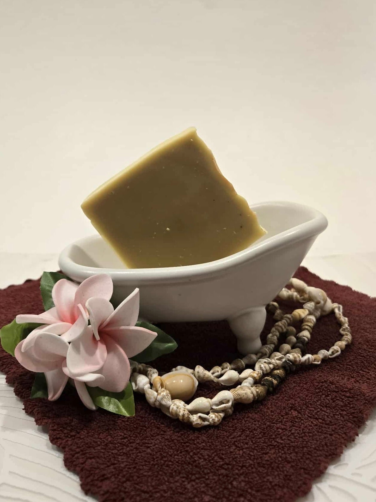 sensitive skin cold process soap bar made with apple cider vinegar, olive oil, coconut oil, and castor oil.