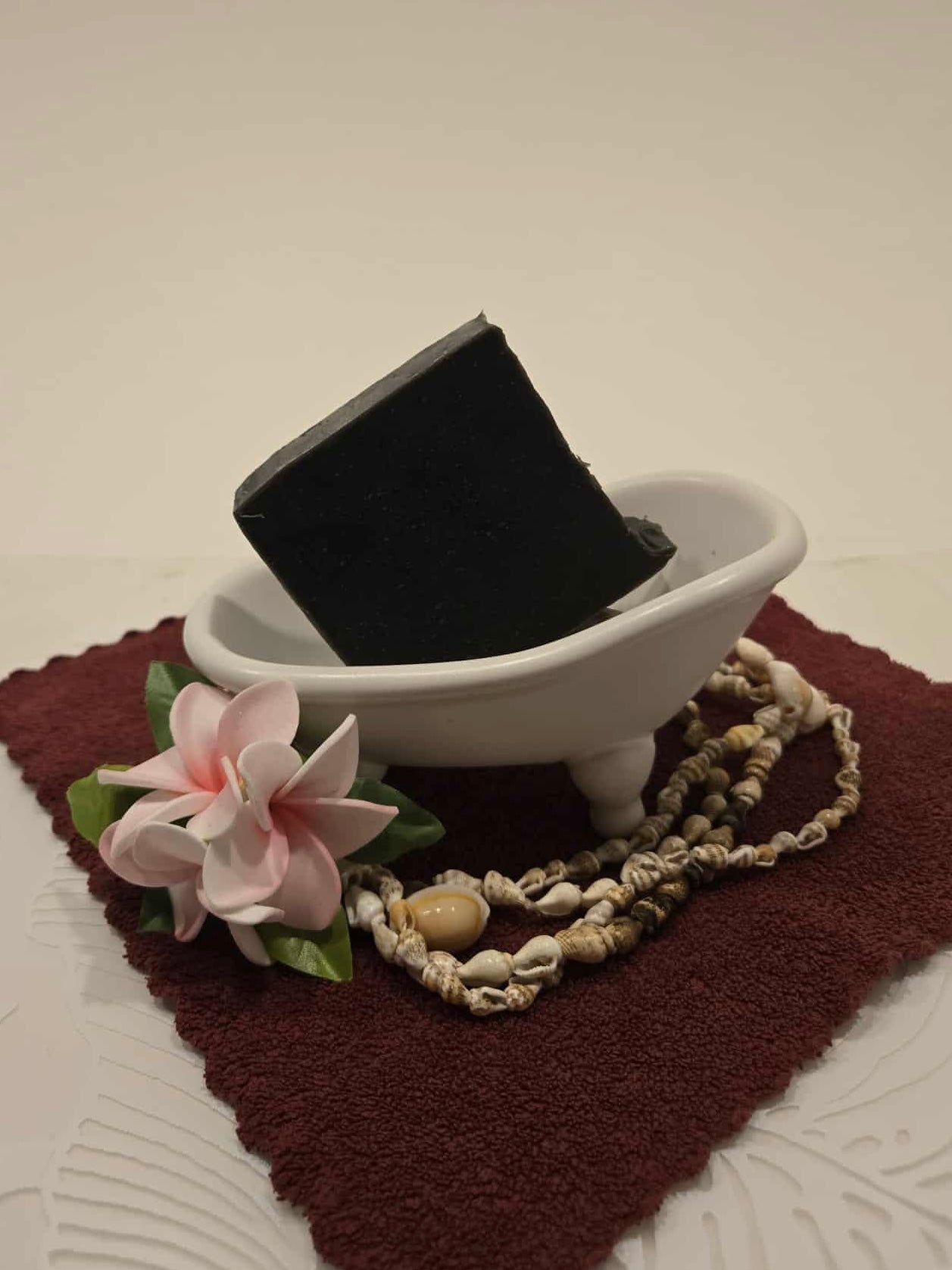 black coffee cold process soap bar made with olive oil, coconut oil, and castor oil.